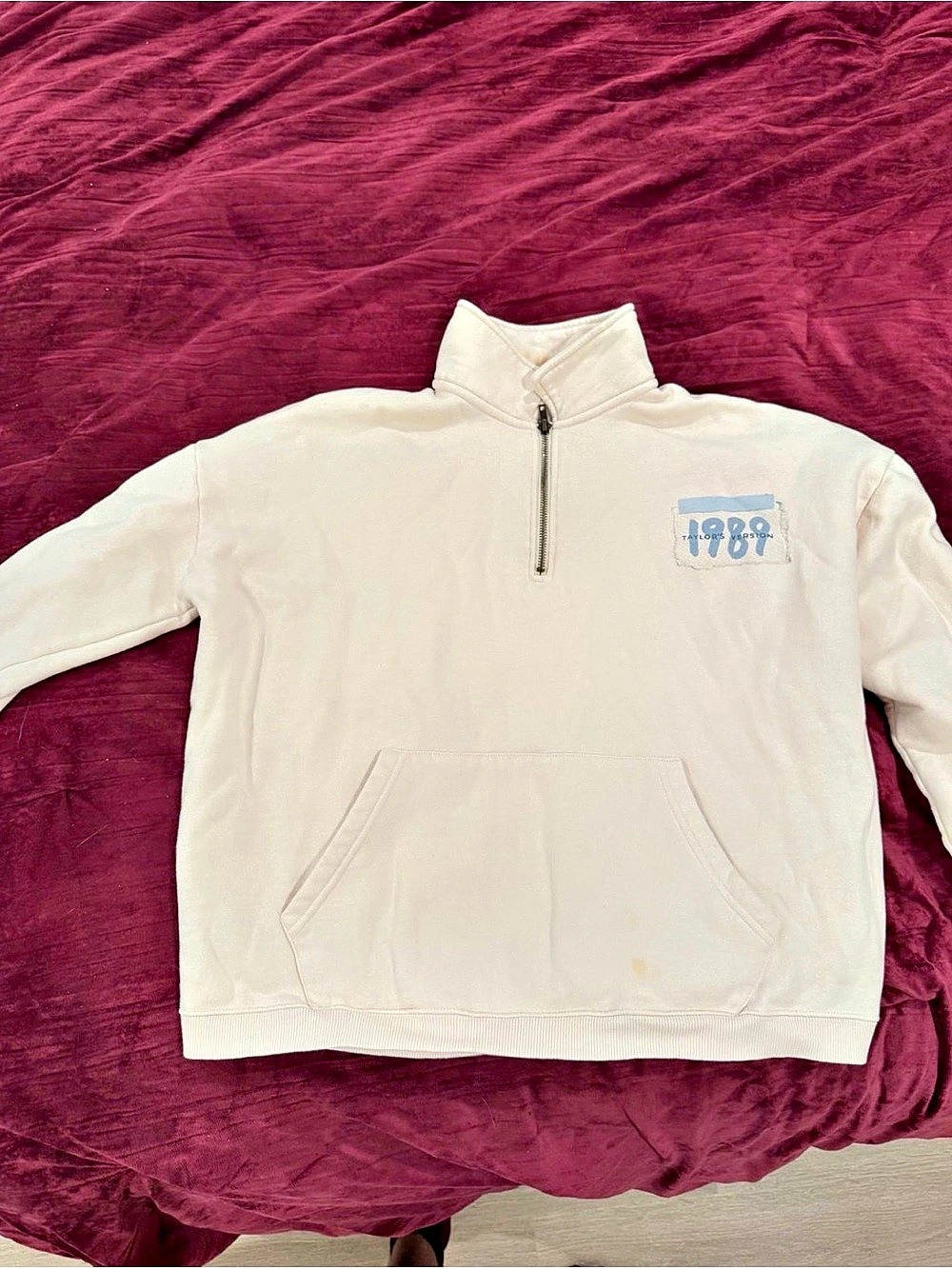 Taylor Swift We Found Wonderland Quarter Zip Pullover Sweatshirt Cream Medium